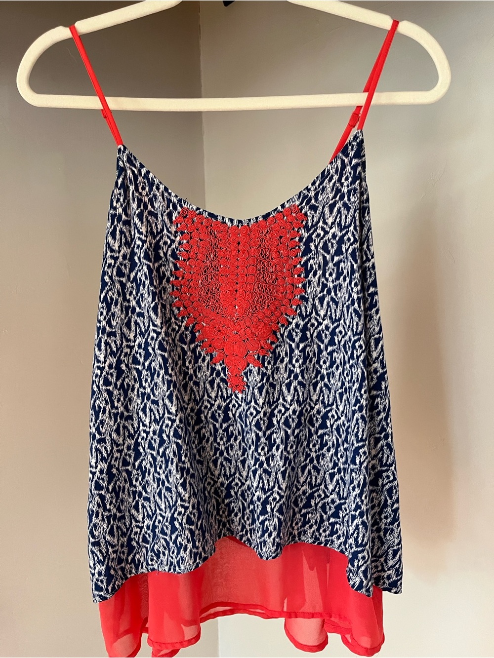 THML Navy and White Printed Camisole with a Coral front design